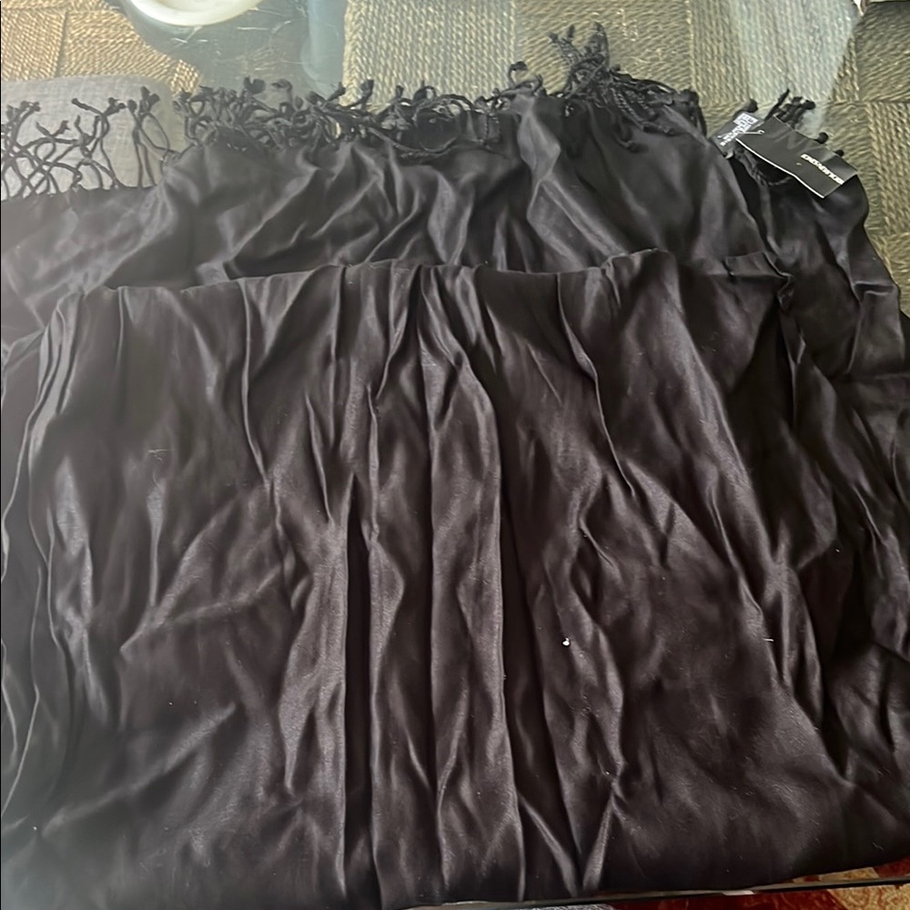 Elegant Black Fringe Scarf